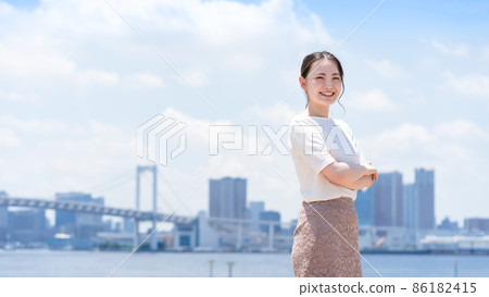 Business female blue sky smile 86182415
