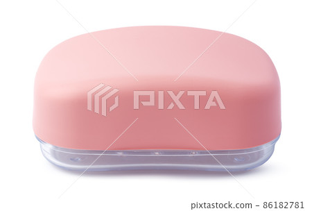 Soap bar on soap dish isolated on white Soap bar on soap dish isolated on white 86182781