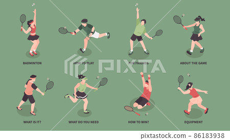 Isometric Badminton Compositions Set 86183938