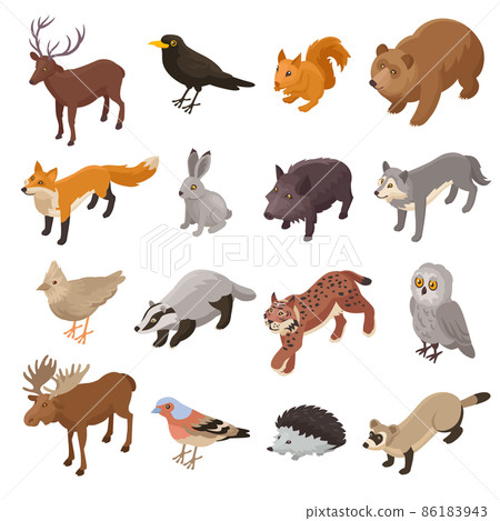 Isometric Forest Animals Set 86183943