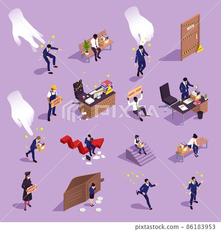 Unemployment Isometric Set 86183953
