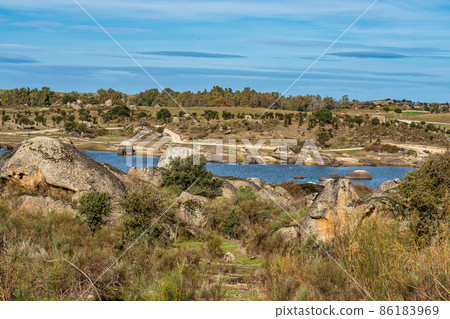 Los Barruecos Natural Monument, Malpartida de Caceres, Extremadura, Spain. Los Barruecos Natural Monument, Malpartida de Caceres, Extremadura, Spain. 86183969