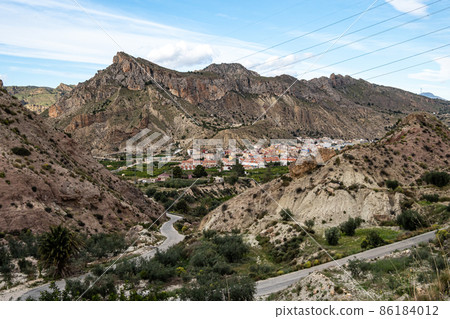 Landscape view of Villanueva del Rio Segura in Valley of Ricote, Murcia Spain 86184012