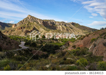 Landscape view of Villanueva del Rio Segura in Valley of Ricote, Murcia Spain 86184013