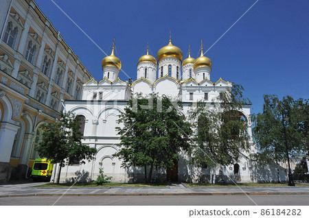view of the Annunciation Cathedral on the cathedral square of the Kremlin in Moscow view of the Annunciation Cathedral on the cathedral square of the Kremlin in Moscow 86184282