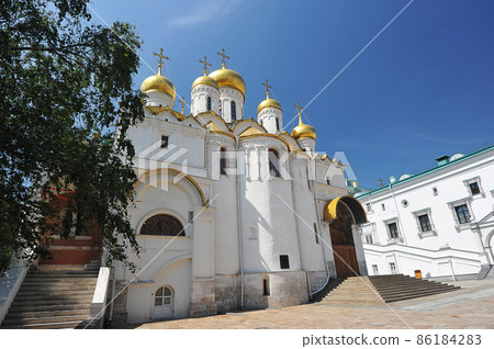 view of the Annunciation Cathedral on the cathedral square of the Kremlin in Moscow view of the Annunciation Cathedral on the cathedral square of the Kremlin in Moscow 86184283