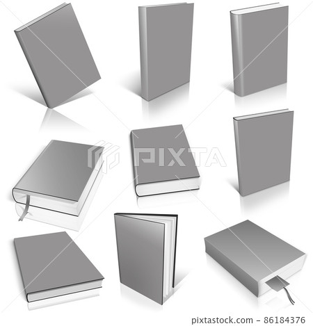 Nine grey empty book template Nine grey empty book template 86184376