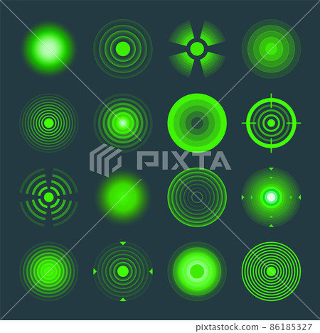 Thermal, night vision scope. Crosshair, gun sight vector icons. Bullseye, target or aim symbol 86185327