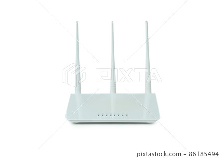 Wi-Fi router with external antennas isolated on white background Wi-Fi router with external antennas isolated on white background 86185494