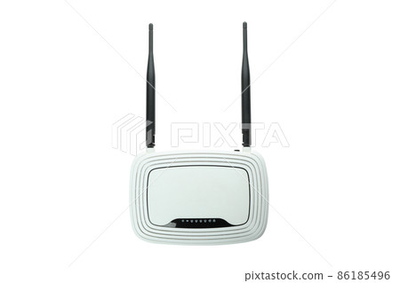 Wi-Fi router with external antennas isolated on white background 86185496