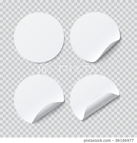 Paper round sticker with peeling corner and shadow Paper round sticker with peeling corner and shadow 86186977
