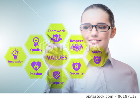 Businesswoman in the corporate values concept 86187112