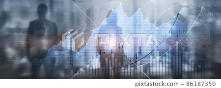 Financial graphs and analytics for investment solution. Double exposure Financial graphs and analytics for investment solution. Double exposure 86187350