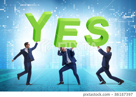 Businessmen in the yes positive answer Businessmen in the yes positive answer 86187397