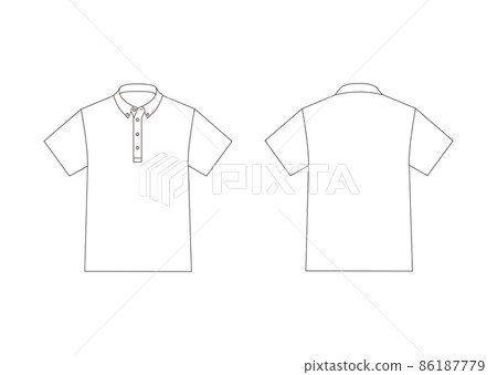 Button-down T-shirt with short sleeve pockets Template front and back white 86187779