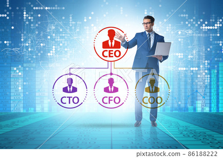 Illustration of organisation chart with various executives Illustration of organisation chart with various executives 86188222