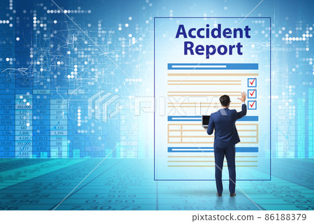 Filling in accident report in insurance concept 86188379