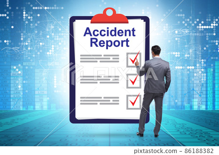 Filling in accident report in insurance concept 86188382