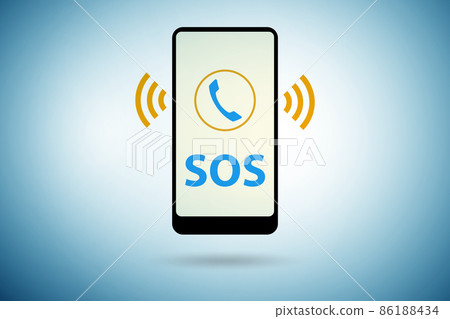 Concept of SOS - distress call in case of danger Concept of SOS - distress call in case of danger 86188434