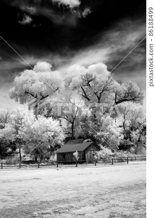 Infrared Abandoned farm house Sedona Arizona 86188499