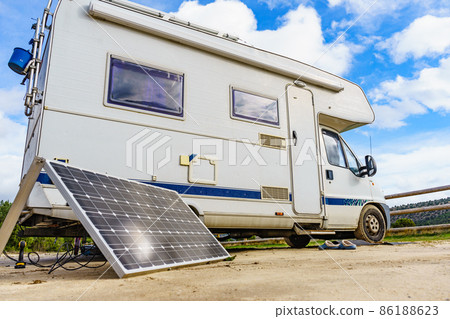 Solar photovoltaic panel at camper vehicle 86188623