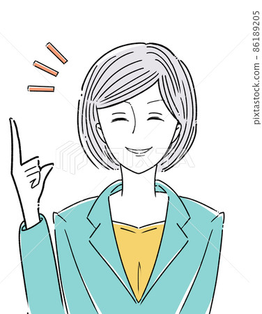 Simple female illustration pointing - Stock Illustration [86189205] - PIXTA
