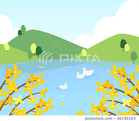 Exciting spring landscape illustration 08 86190163