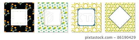 Watercolor flower and rectangle pattern frameset Watercolor flower and rectangle pattern frameset 86190429