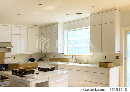 Remodel home improvement view installed in a new kitchen Remodel home improvement view installed in a new kitchen 86191248