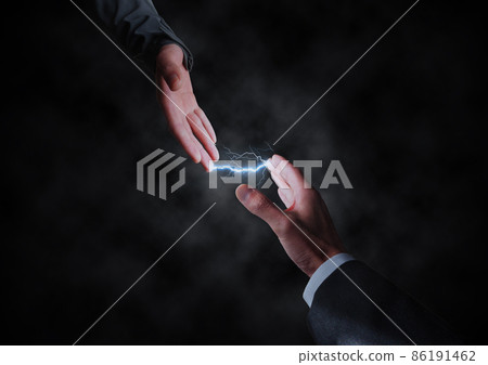 Image of static electricity generated when people in different industries shake hands 86191462