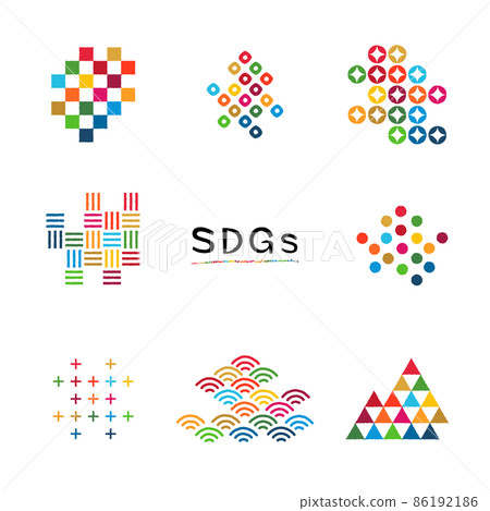 SDGs 彩色日本圖案集手繪日本圖案圖案矢量插圖集 SDGs 彩色日本圖案集手繪日本圖案圖案矢量插圖集 86192186