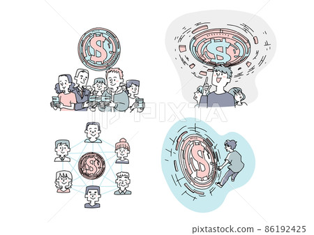 Person illustration set related to virtual currency Blockchain, mining Comical handwritten person Person illustration set related to virtual currency Blockchain, mining Comical handwritten person 86192425