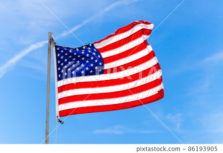 Close up Flag of United States of America waving in the wind Close up Flag of United States of America waving in the wind 86193905