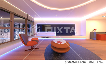 Living room with night view Living room with night view 86194762