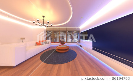 Living room with night view Living room with night view 86194763