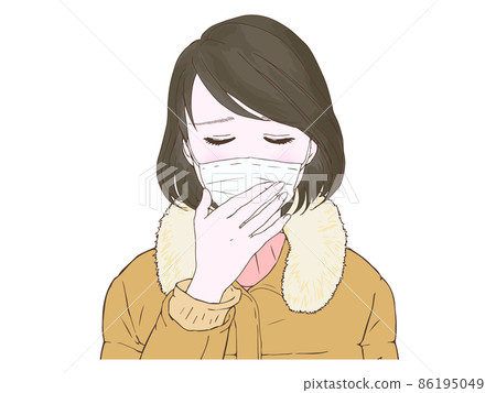 Female who caught a cold ② Hands on the mouth Female who caught a cold ② Hands on the mouth 86195049