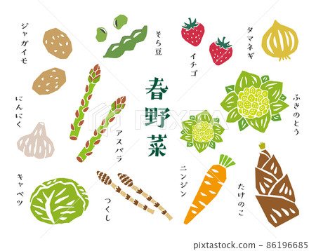 春季蔬菜集復古矢量圖 86196685