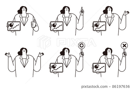 A woman explaining a graph on a tablet device 86197636