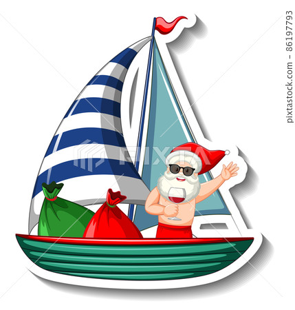 Santa Claus on sailing boat in summer theme Santa Claus on sailing boat in summer theme 86197793