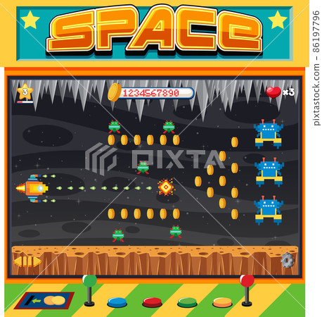 Retro pixel space game interface 86197796