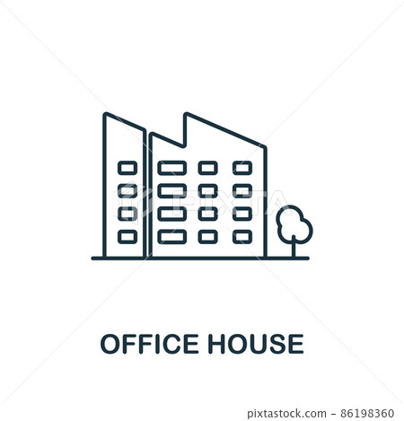 Office House icon. Line element from big city life collection. Linear Office House icon sign for web design, infographics and more. 86198360
