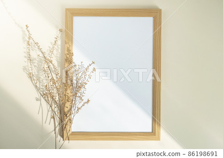 Beige background with picture frame mock-up 86198691