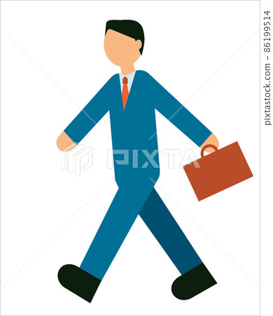 Exercise, walking, walking, businessmen, office workers, male pictograms, avatar-style illustrations 86199514