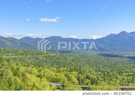 View from Mikuni Pass, Hokkaido, late summer 86199702