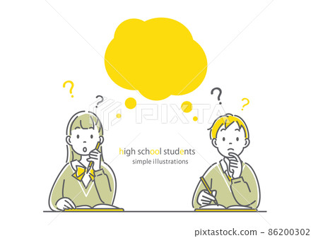 High school students who have doubts during class Simple and stylish line art illustrations High school students who have doubts during class Simple and stylish line art illustrations 86200302