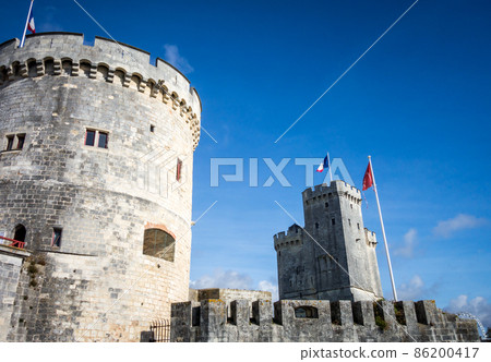 Historical Towers in la Rochelle old harbor 86200417