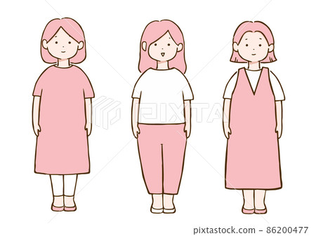 全身粉紅色的三名女性 86200477