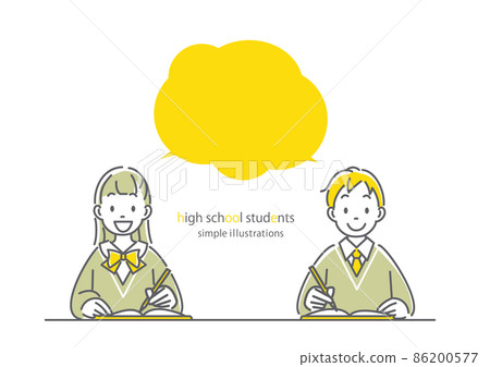 課堂上的高中生 簡單時尚的線條藝術插圖 課堂上的高中生 簡單時尚的線條藝術插圖 86200577