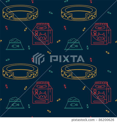 Background with Accessories for pets. Doodle cat characters. Love for pets cats. 86200626