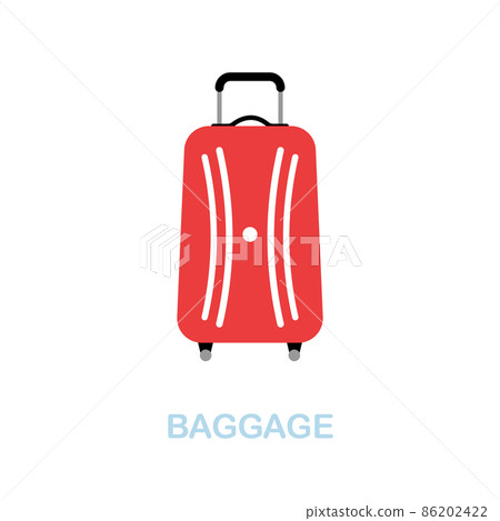 Baggage flat icon. Colored element sign from airport collection. Flat Baggage icon sign for web design, infographics and more. 86202422